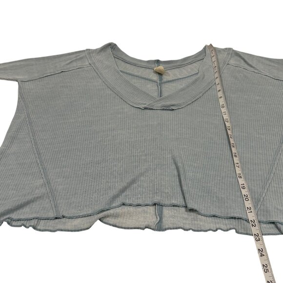 Free People We the Free Oceanview V-Neck Plunging Blue Thermal Top Size XS - Picture 8 of 8